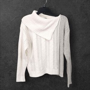 Lumiere Women's White And Gray Knit Sweater Size Small